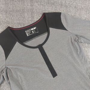 5.11 Tactical Womens M Willow Henley Training Top Mechanical Stretch Fabric Gray